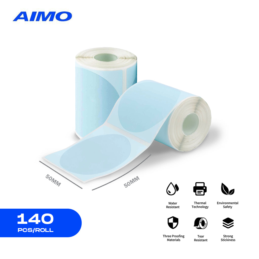 AIMO Thermal Paper 50x50mm 140pcs/Roll Label Sticker Compatible with M110 M200 AM243 D520