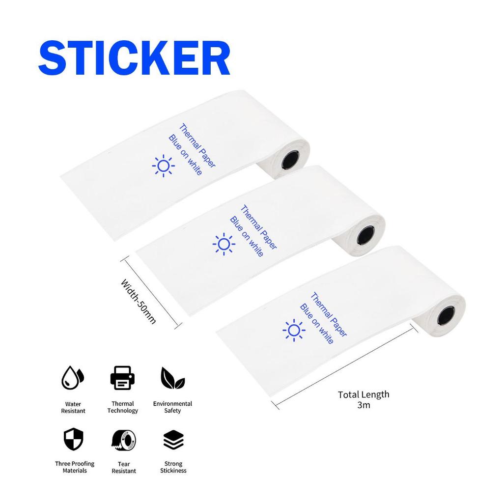 AIMO Thermal Paper 50 mm x 6.5 m Sticker/Non-Sticker Roll Paper Compatible with AIMO T02