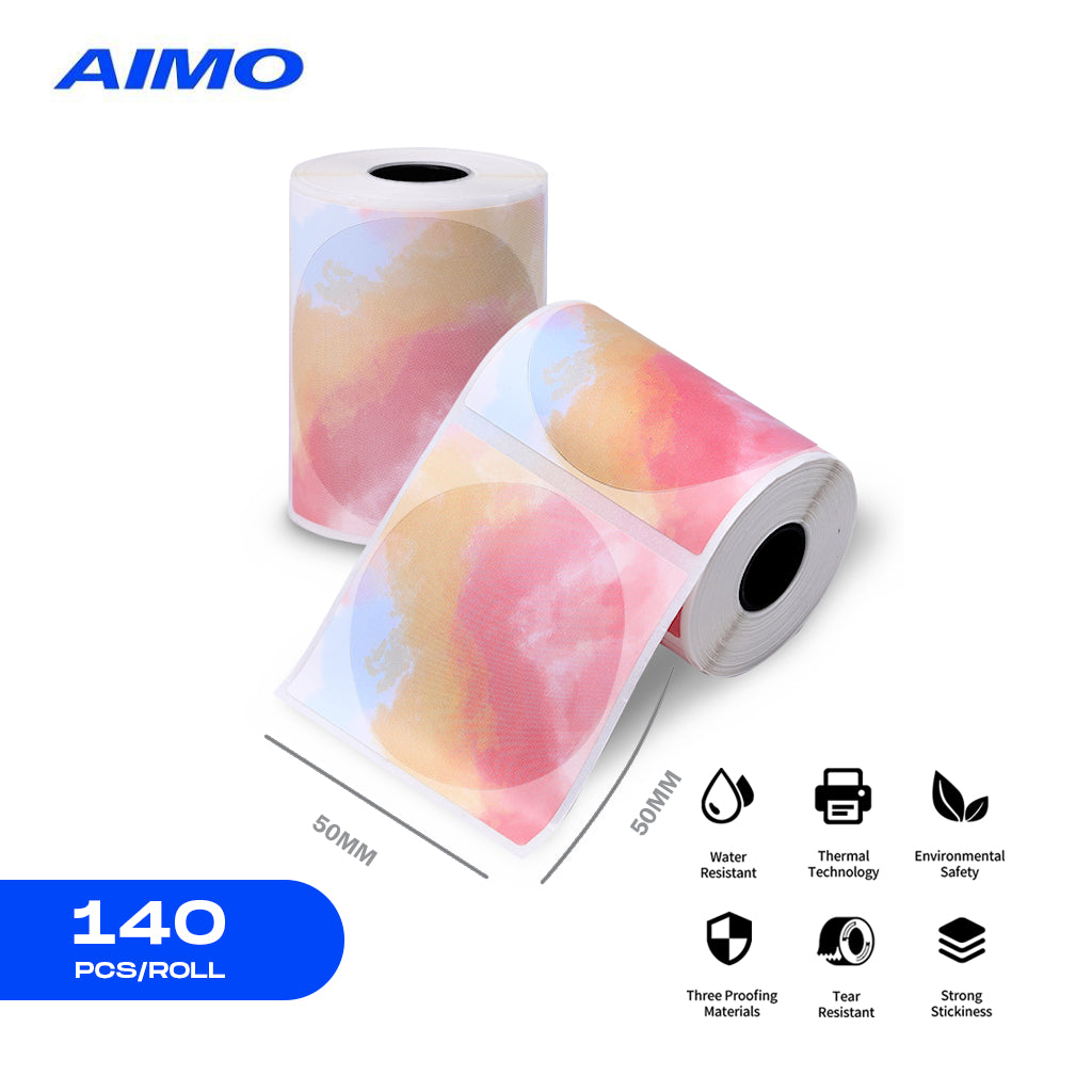 AIMO Thermal Paper 50x50mm 140pcs/Roll Label Sticker Compatible with M110 M200 AM243 D520