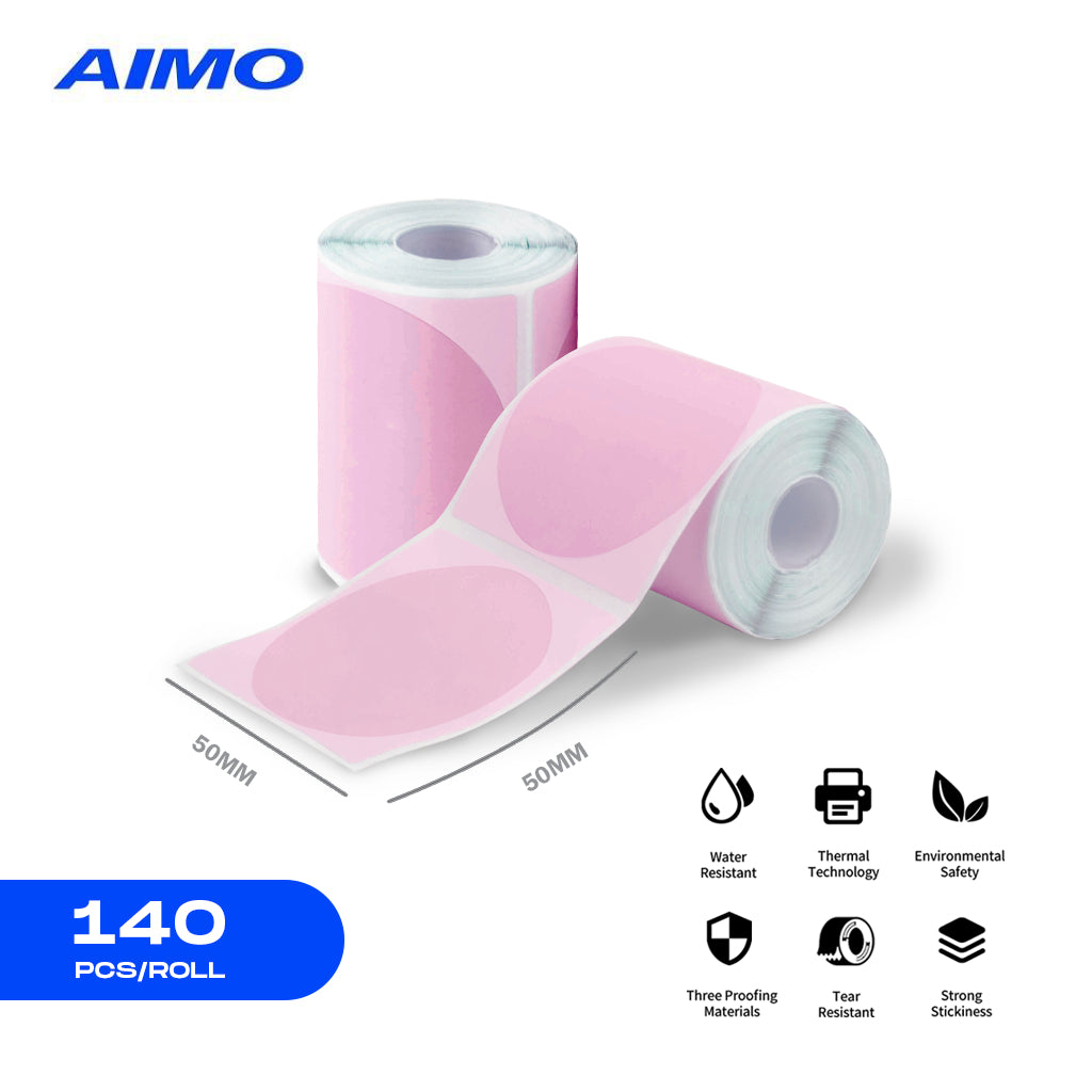 AIMO Thermal Paper 50x50mm 140pcs/Roll Label Sticker Compatible with M110 M200 AM243 D520