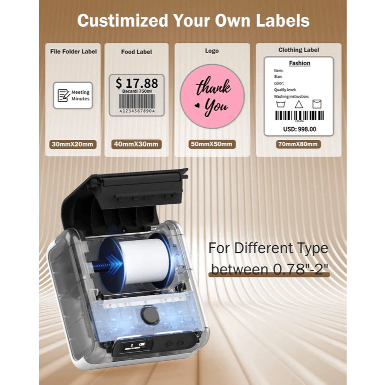 AIMO M200 Label Thermal Printer QR Code Barcode Portable Bluetooth Printer Label Inkless Tanpa Tinta