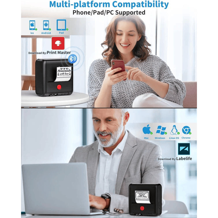 AIMO M200 Label Thermal Printer QR Code Barcode Portable Bluetooth Printer Label Inkless Tanpa Tinta