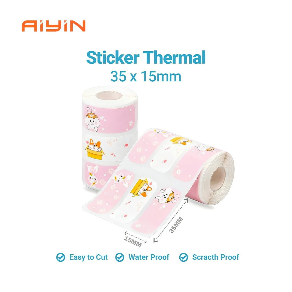 AiYin Thermal Paper 35mm x 15mm 360pcs/Roll Multi Purpose Square Self Adhesive Label for AiYin D11
