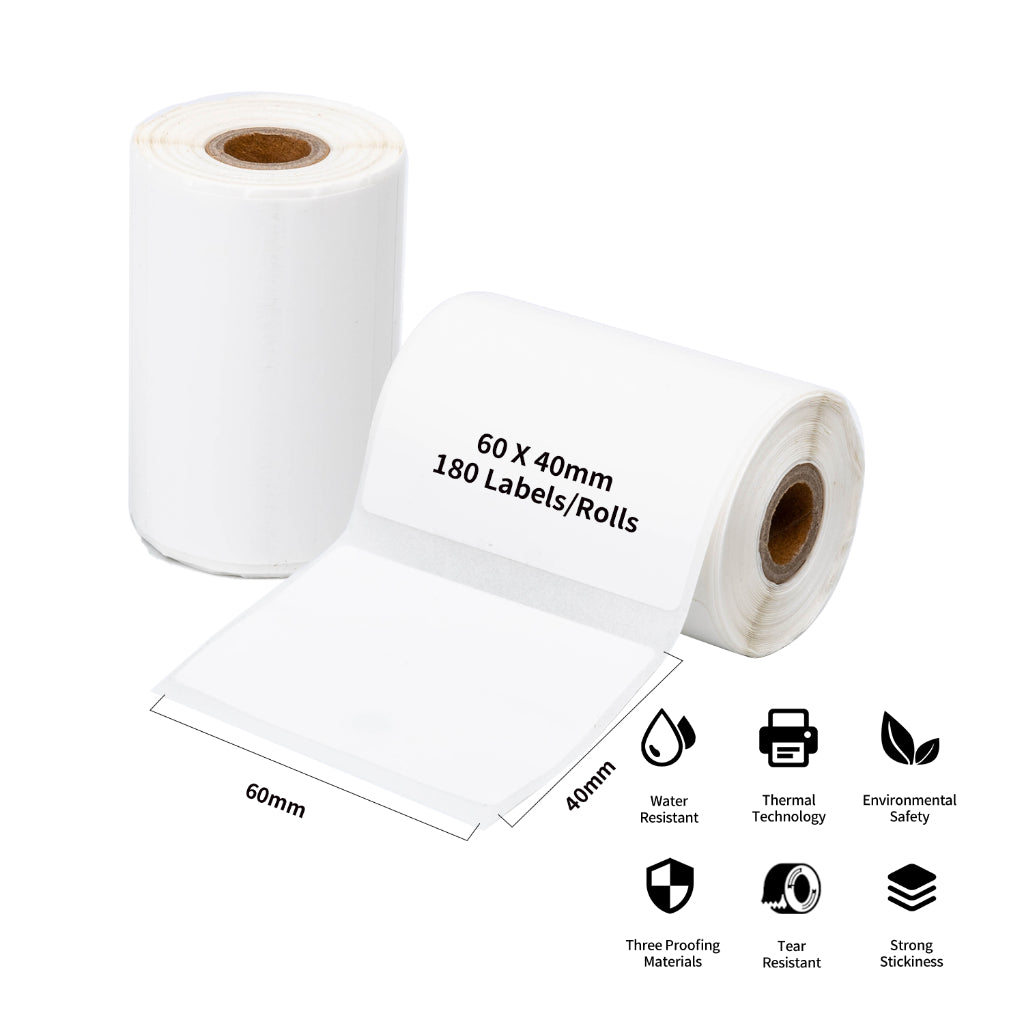 AIMO Thermal Paper 40x30mm 230pcs/Roll 60x40mm 180pcs/Roll Label Sticker Compatible with M110 M200 D520 AM243