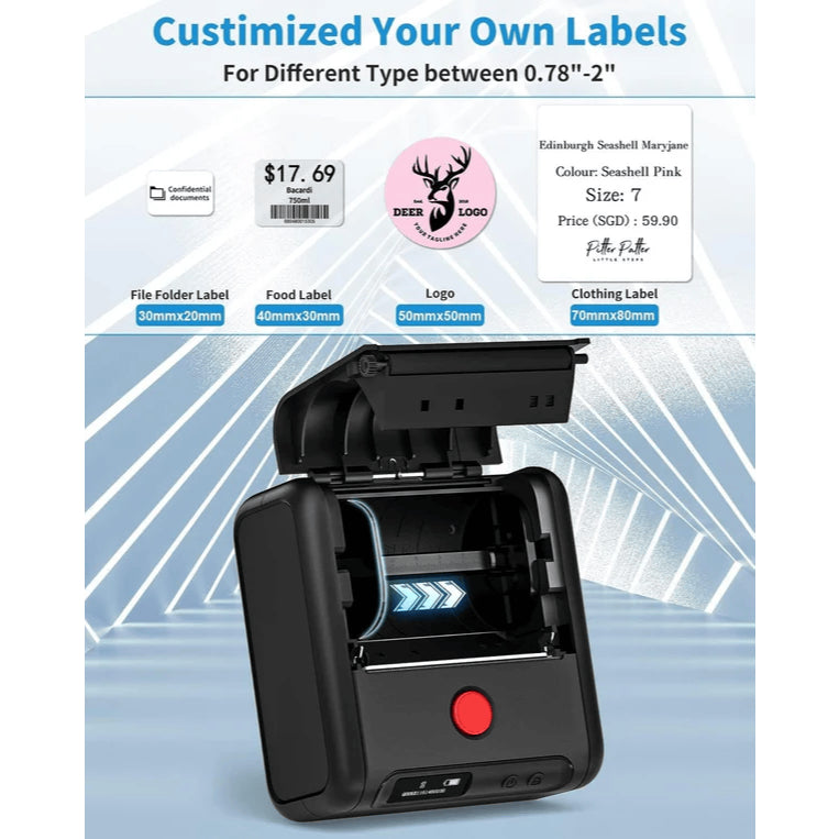 AIMO M200 Label Thermal Printer QR Code Barcode Portable Bluetooth Printer Label Inkless Tanpa Tinta