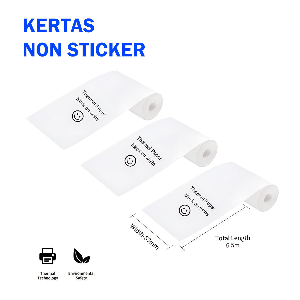 AIMO Thermal Paper 50 mm x 6.5 m Sticker/Non-Sticker Roll Paper Compatible with AIMO T02