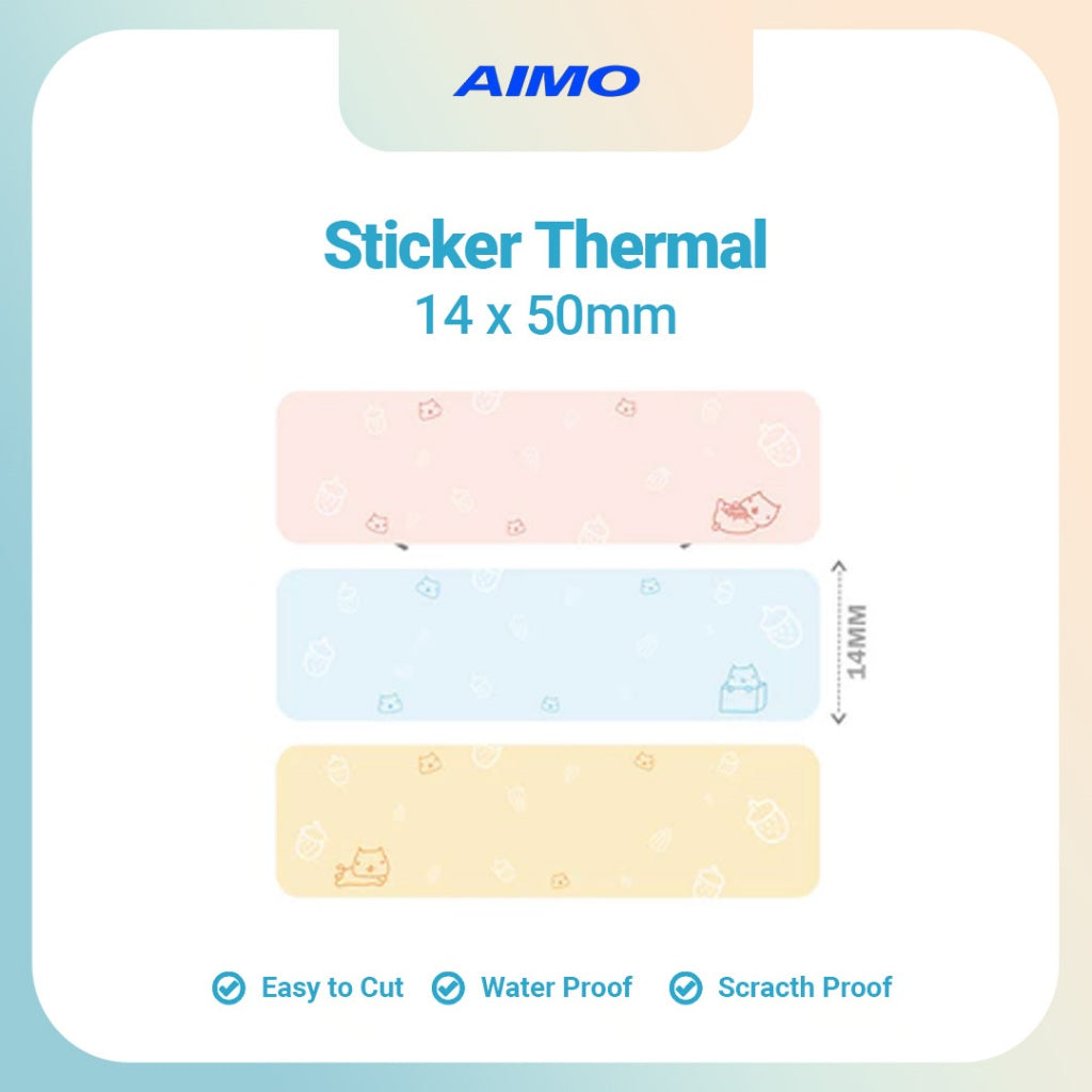 AIMO Sticker Thermal Paper 14mm X 50mm 1/2" X 1 7/8" Self-Adhesive Label Tape Compatible with AIMO D35