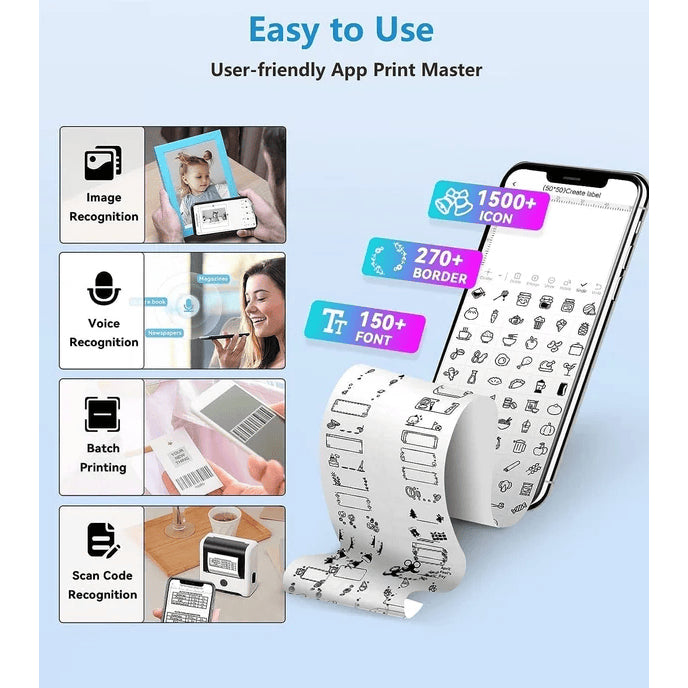 AIMO M200 Label Thermal Printer QR Code Barcode Portable Bluetooth Printer Label Inkless Tanpa Tinta