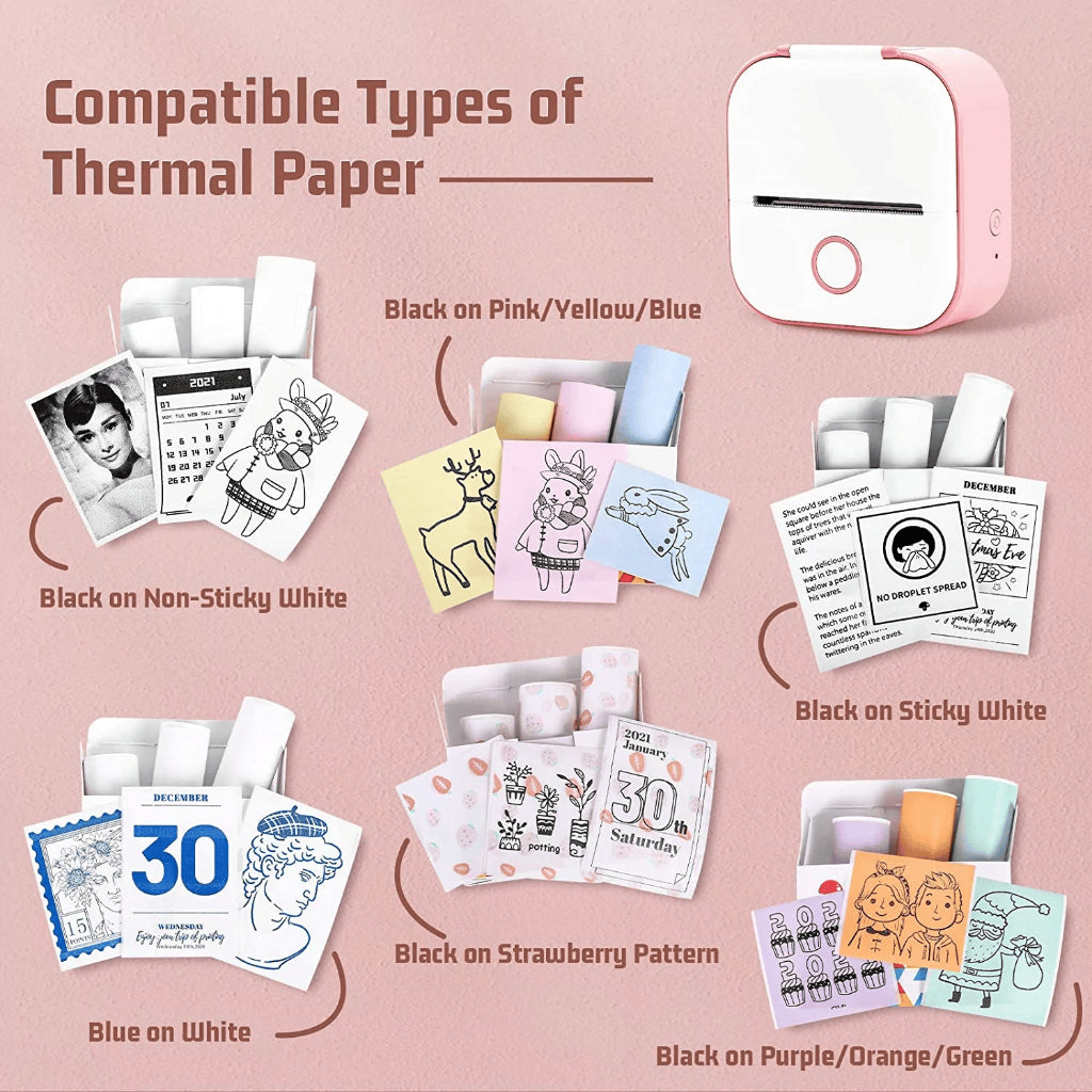 AIMO T02 Mobile Photo Label Printer 50 mm Mini Sticker Maker Thermal Printer Inkless Bluetooth Pocket Tanpa Tinta