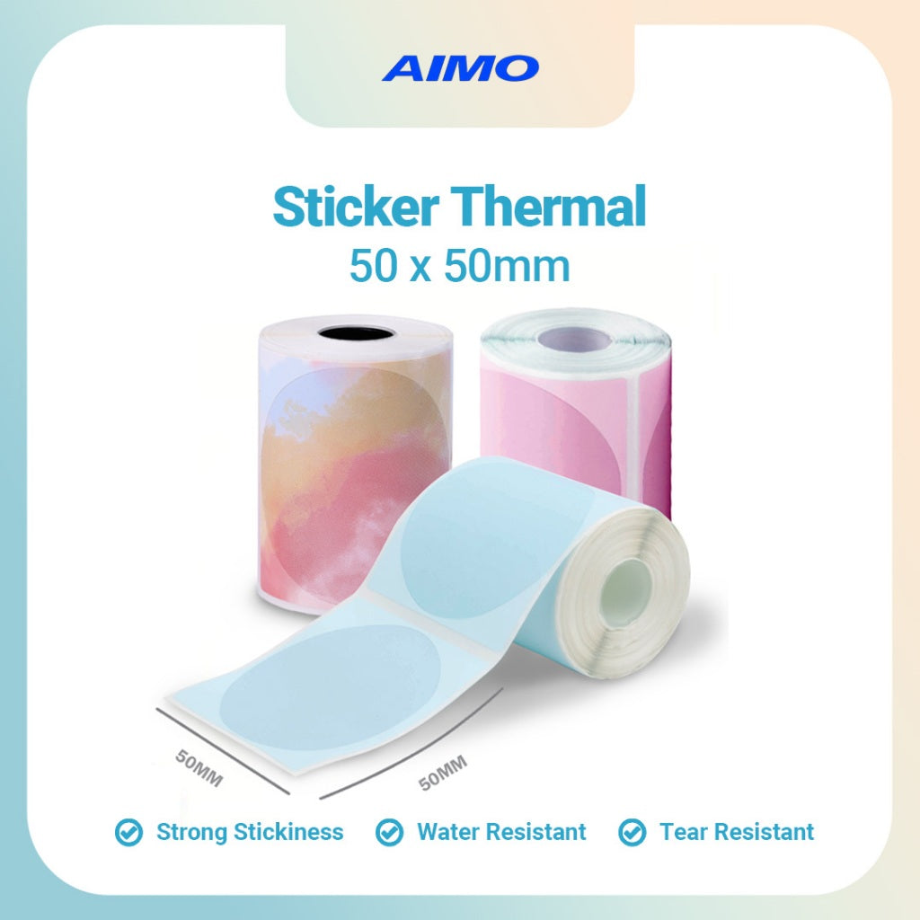 AIMO Thermal Paper 50x50mm 140pcs/Roll Label Sticker Compatible with M110 M200 AM243 D520