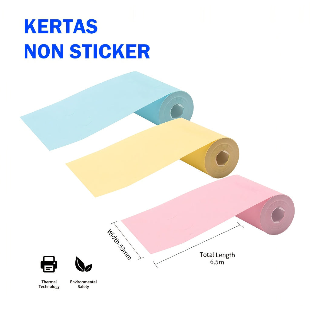 AIMO Thermal Paper 50 mm x 6.5 m Sticker/Non-Sticker Roll Paper Compatible with AIMO T02