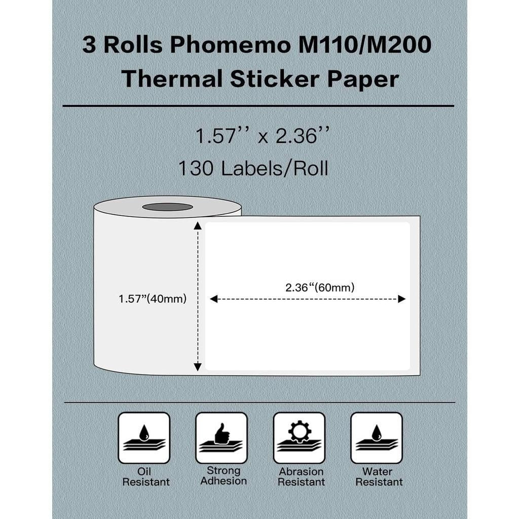 AiYin Thermal Paper 40mm x 60mm 1.57'' x 2.36'' 130pcs/Roll Black on Transparent Label Transparan for AiYin ID240 AD240 E40 A81