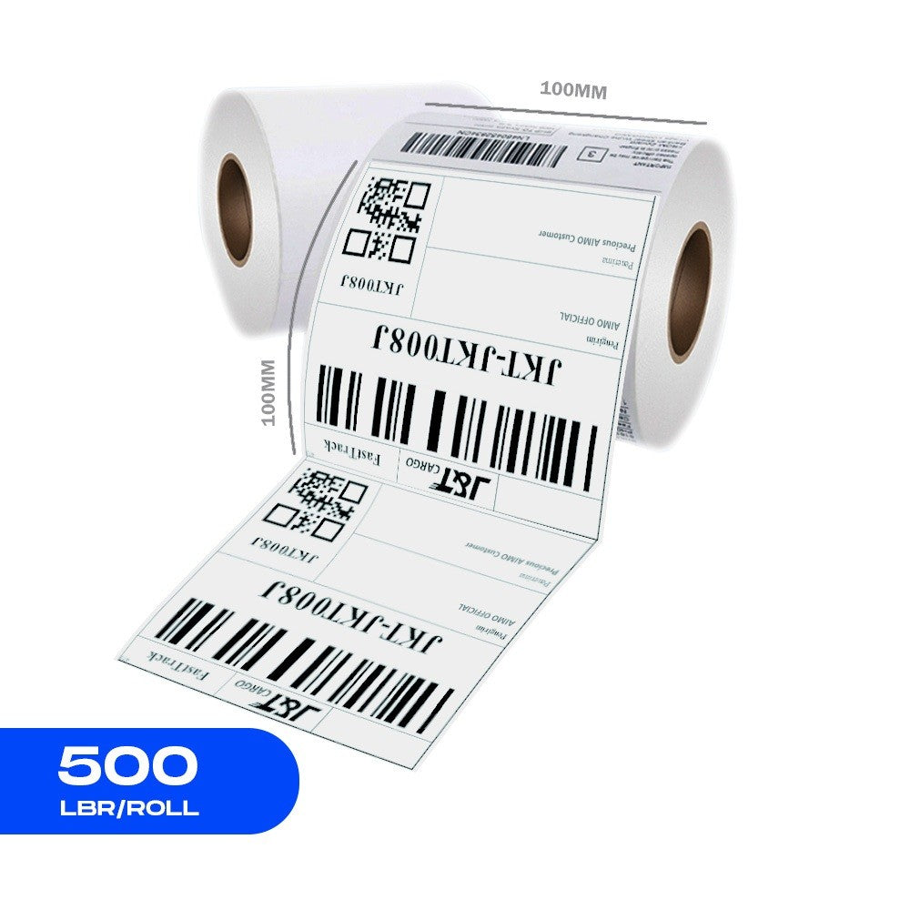 AiYin Thermal Paper 100mm x 150mm A6 500pcs/Roll Sticker Label Kertas Resi Shipping Label for ID240 AD240 E40 A81