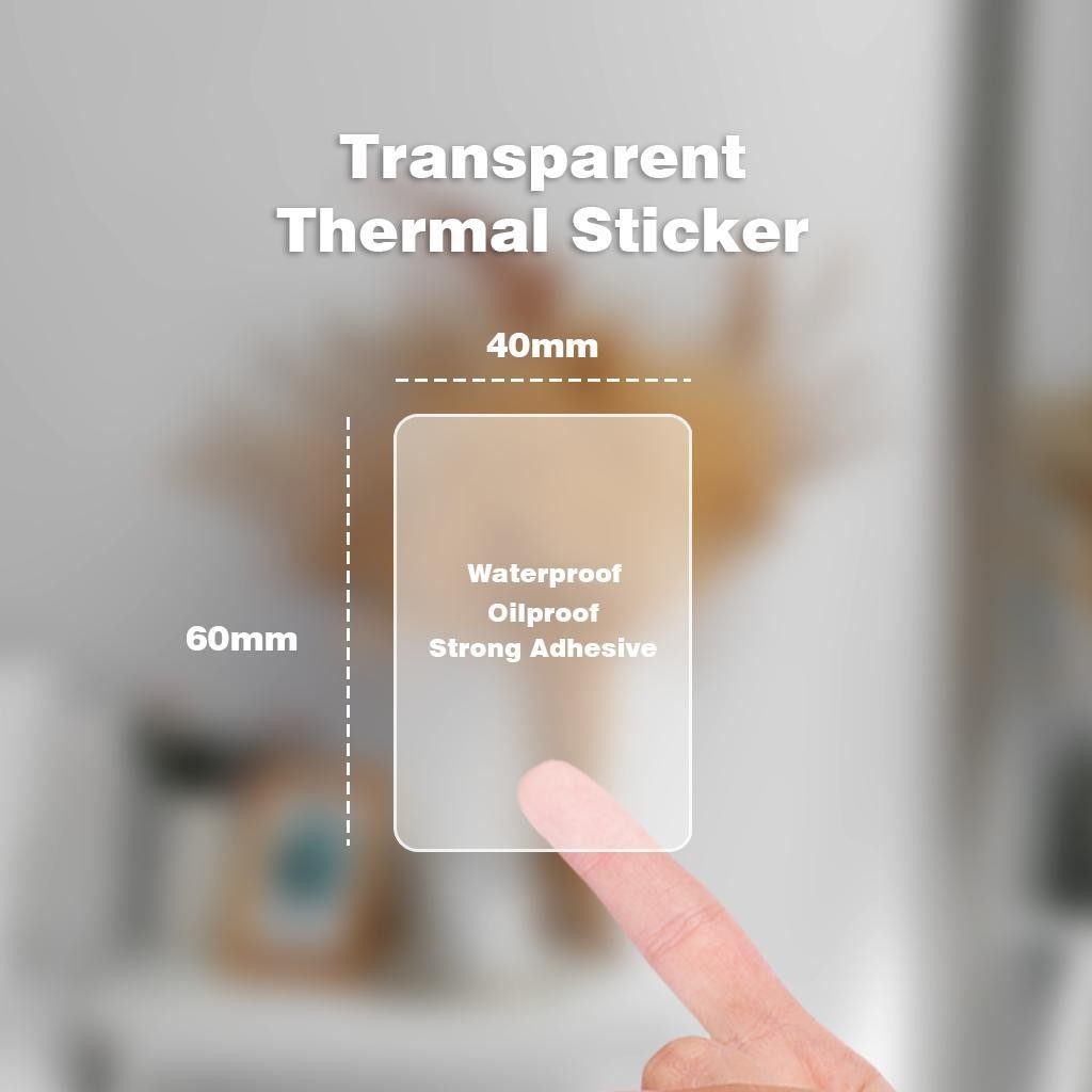 AiYin Thermal Paper 40mm x 60mm 1.57'' x 2.36'' 130pcs/Roll Black on Transparent Label Transparan for AiYin ID240 AD240 E40 A81