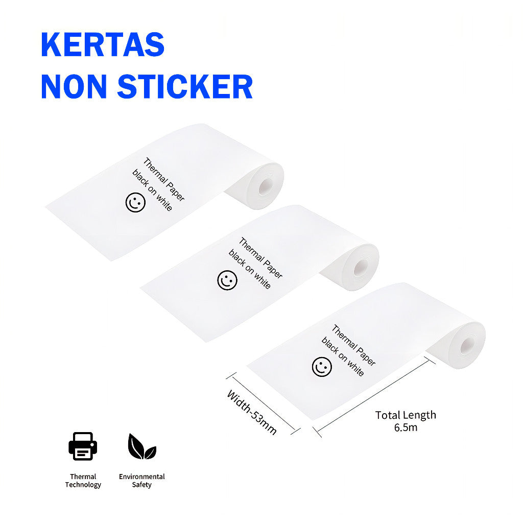 AiYin Thermal Paper 50 mm x 6.5 m Sticker and Non-Sticker Roll Paper for AiYin B23