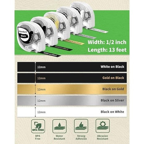 AiYin Sticker Thermal Paper Label Tape Refill 12mm x 4mm (1/2" x 13')