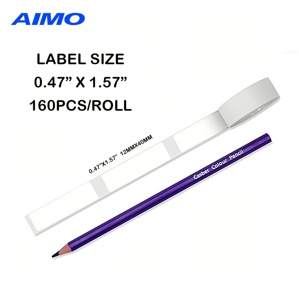 AIMO Sticker Thermal Paper 12mm X 40mm 3/8" X 1 1/2" 160 Labels/Roll D35 Thermal self-Adhesive Label