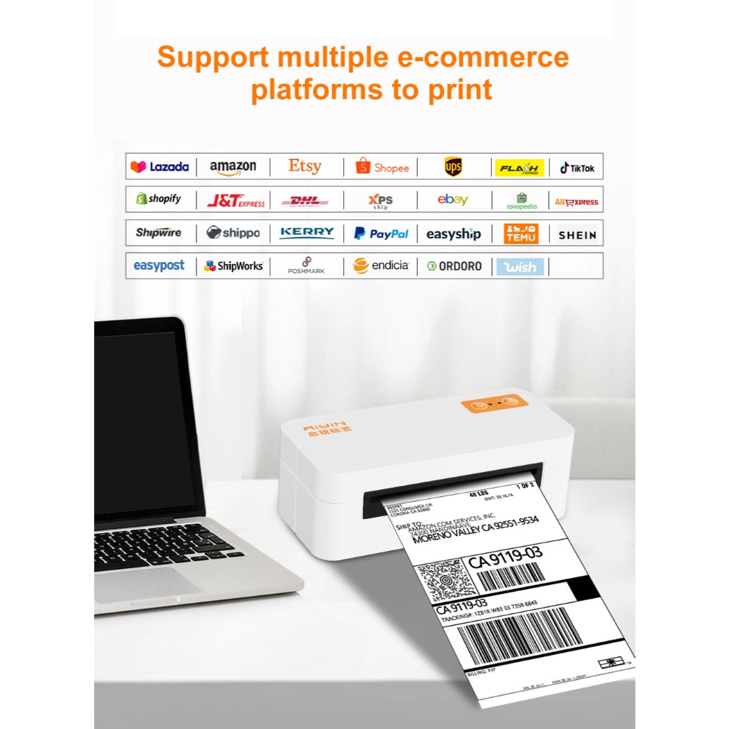 AiYin E40 Pro Printer Resi Pengiriman 110mm Online Shop 4 Inch Compact Thermal Sticker Label Printer