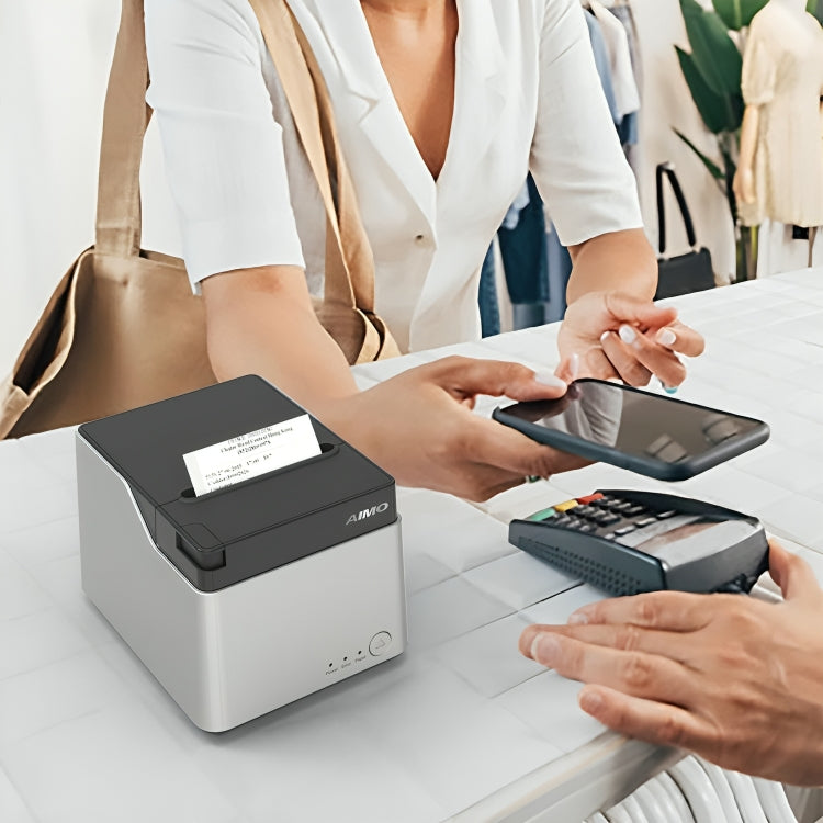AIMO QF300 Receipt Printer 80 mm Barcode Thermal Printer Nota Kasir Inkless Tanpa Tinta