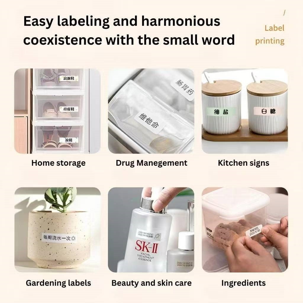 AIMO D35 Smart Label Pocket Thermal Printer Wireless Bluetooth Portable Mini Printer Label Inkless Tanpa Tinta <15 mm