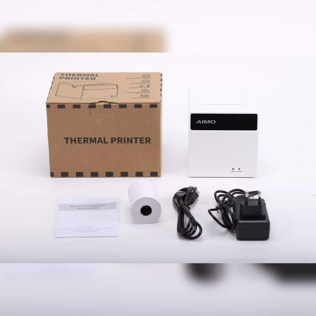 AIMO QF258 Receipt Printer 58 mm Barcode Thermal Printer Nota Kasir Inkless Tanpa Tinta