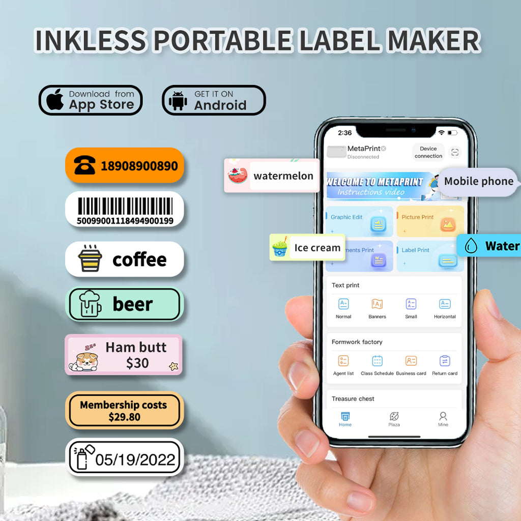 AiYin D11 Printer Label Portable 15mm Serba Guna Thermal Sticker Label Printer
