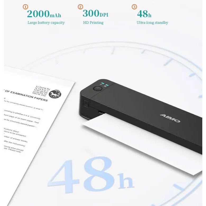 AIMO P832 Portable Thermal Printer A4/A5/B5/Letter HVS Compact Bisnis Printer Inkless Tanpa Tinta