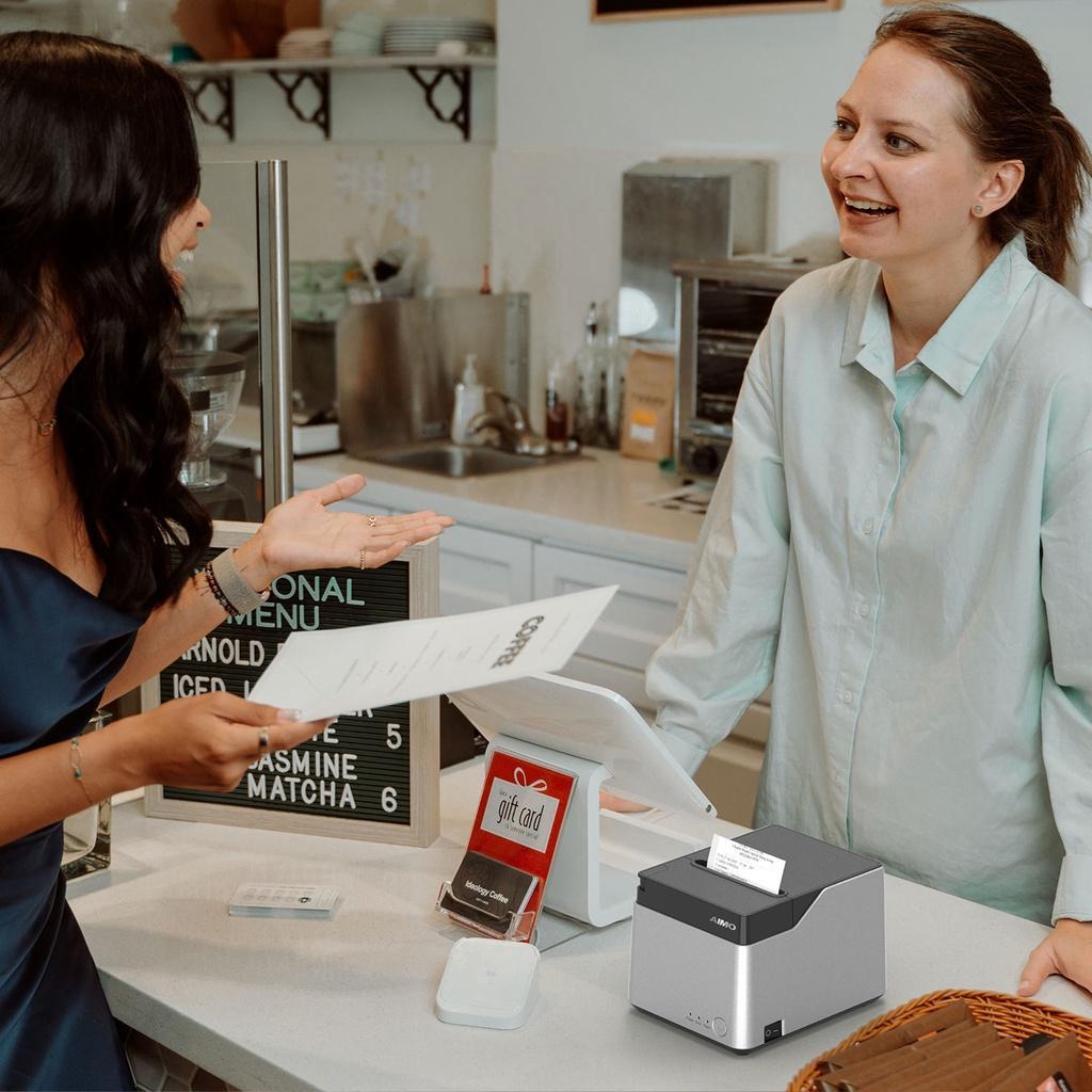 AIMO QF258 Receipt Printer 58 mm Barcode Thermal Printer Nota Kasir Inkless Tanpa Tinta