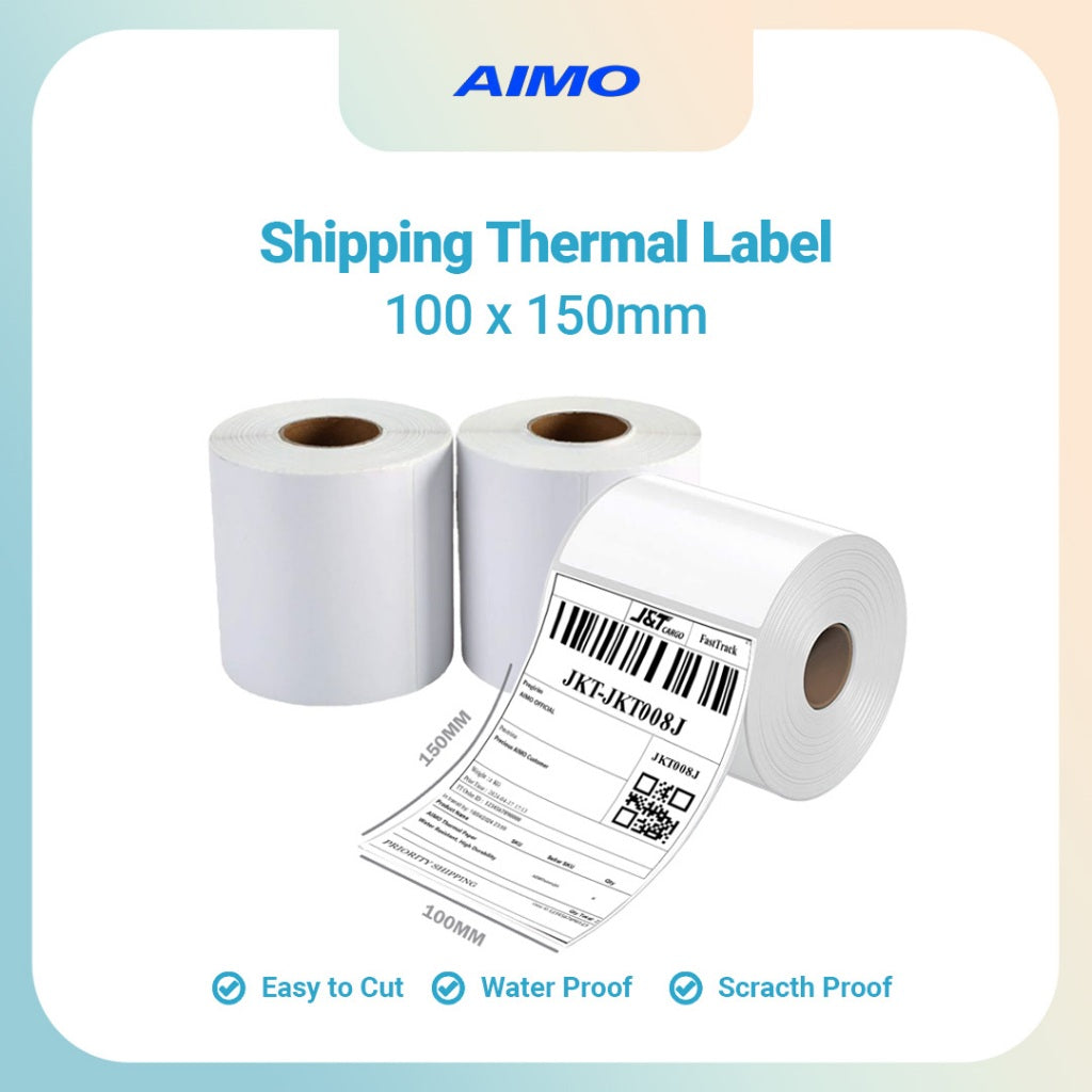 AIMO Thermal Paper 100 x 150mm A6 - 500 pcs - Sticker Label Kertas Resi Shipping Label Untuk AIMO D520 AM243