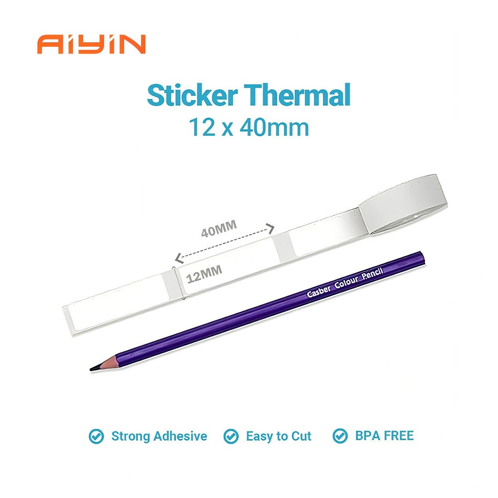 AiYin Sticker Thermal Paper 12mm X 40mm 3/8" X 1 1/2" 160pcs/Roll Thermal Self Adhesive Label for AiYin D11