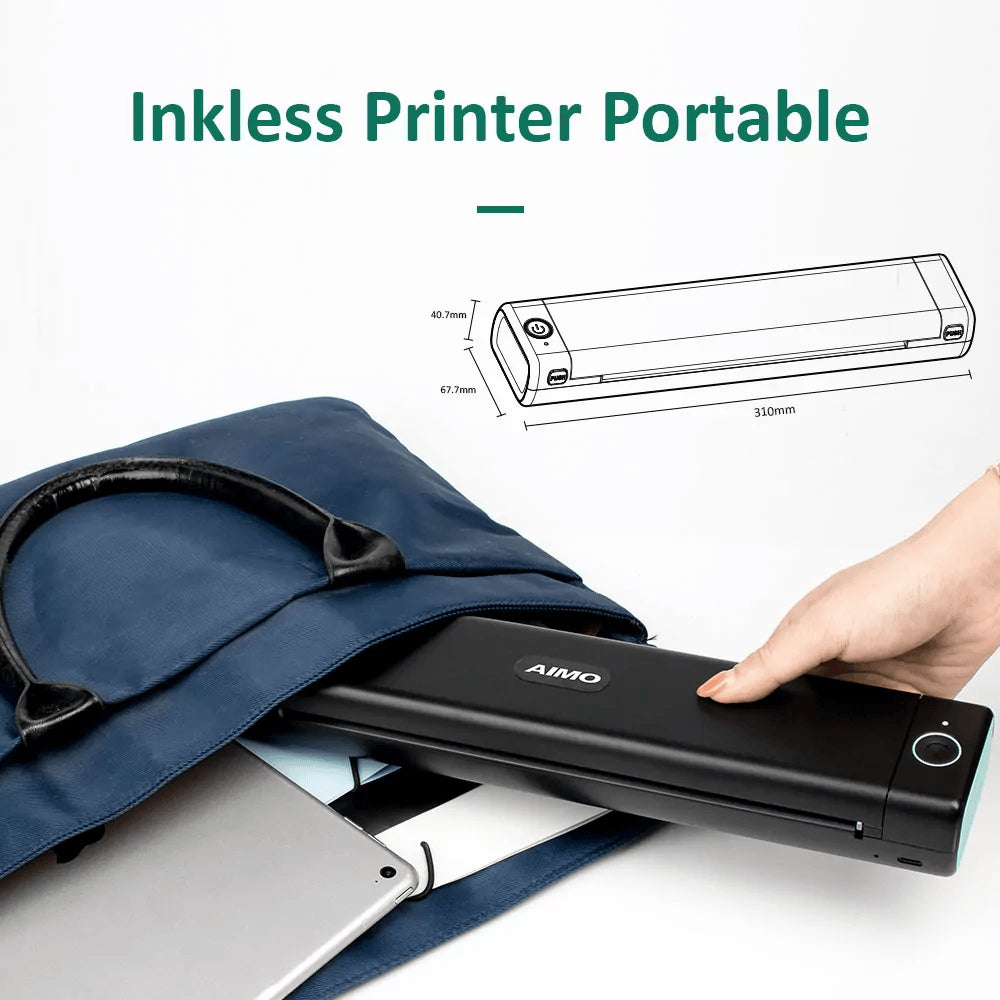 AIMO M08F Portable Thermal Printer A4 HVS Wireless Bluetooth Inkless Printer Tanpa Tinta