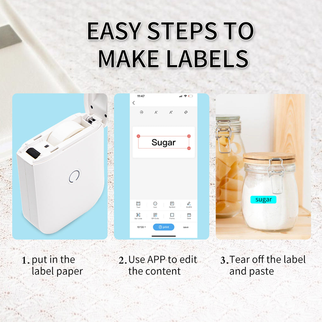 AiYin D11 Printer Label Portable 15mm Serba Guna Thermal Sticker Label Printer