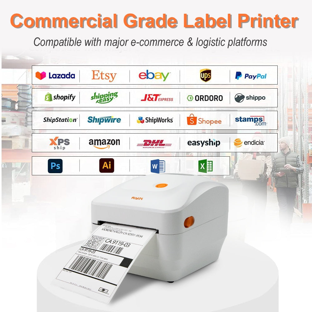 AiYin AD240 Pro Printer Resi Pengiriman 110mm Online Shop Industrial Grade Thermal Sticker Label Printer