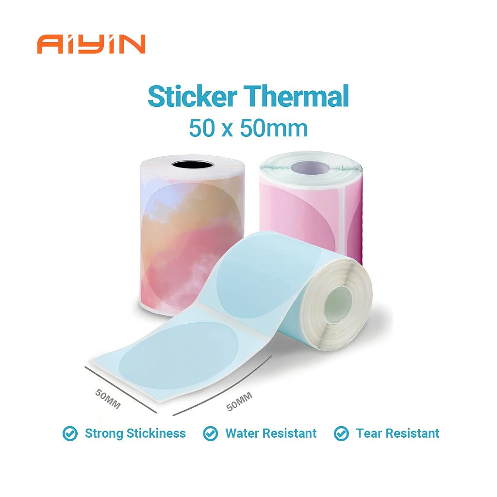 AiYin Thermal Paper 50mm x 50mm 140pcs/Roll Label Sticker for AiYin ID240 AD240 E40 A81