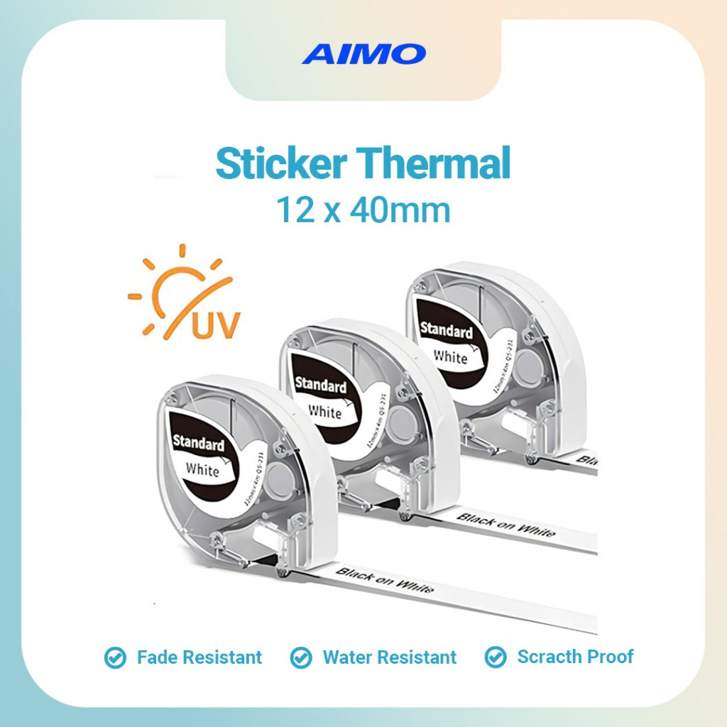 AIMO Sticker Thermal Paper for P12 Pro Label Tape Refill 12mm x 4mm (1/2" x 13')