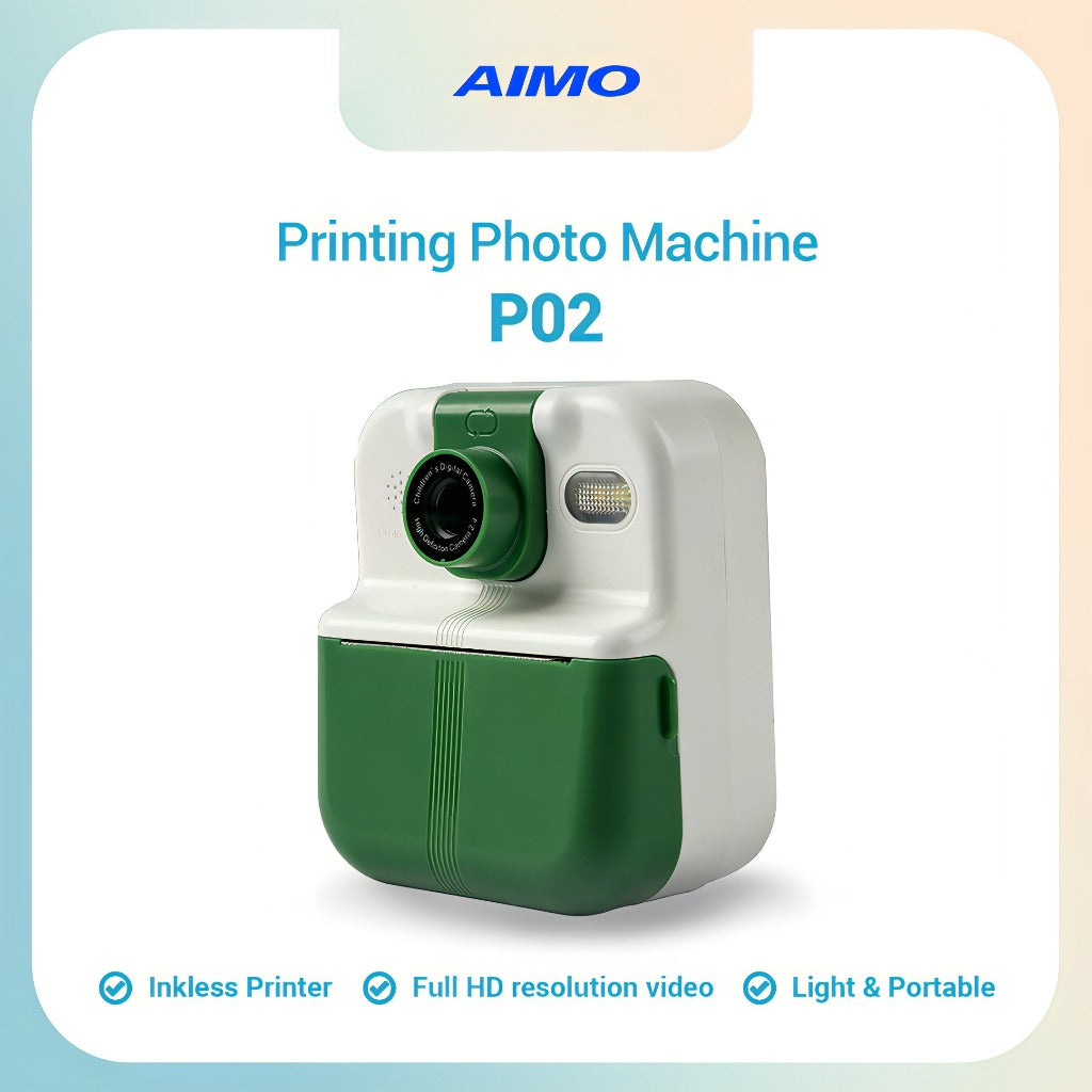 AIMO P02 Printing Photo Machine Printer Foto Mirip Polaroid Printer Foto Kertas Thermal Hitam Putih