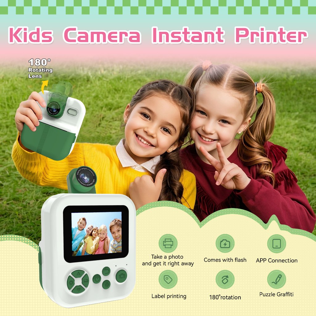 AIMO P02 Printing Photo Machine Printer Foto Mirip Polaroid Printer Foto Kertas Thermal Hitam Putih