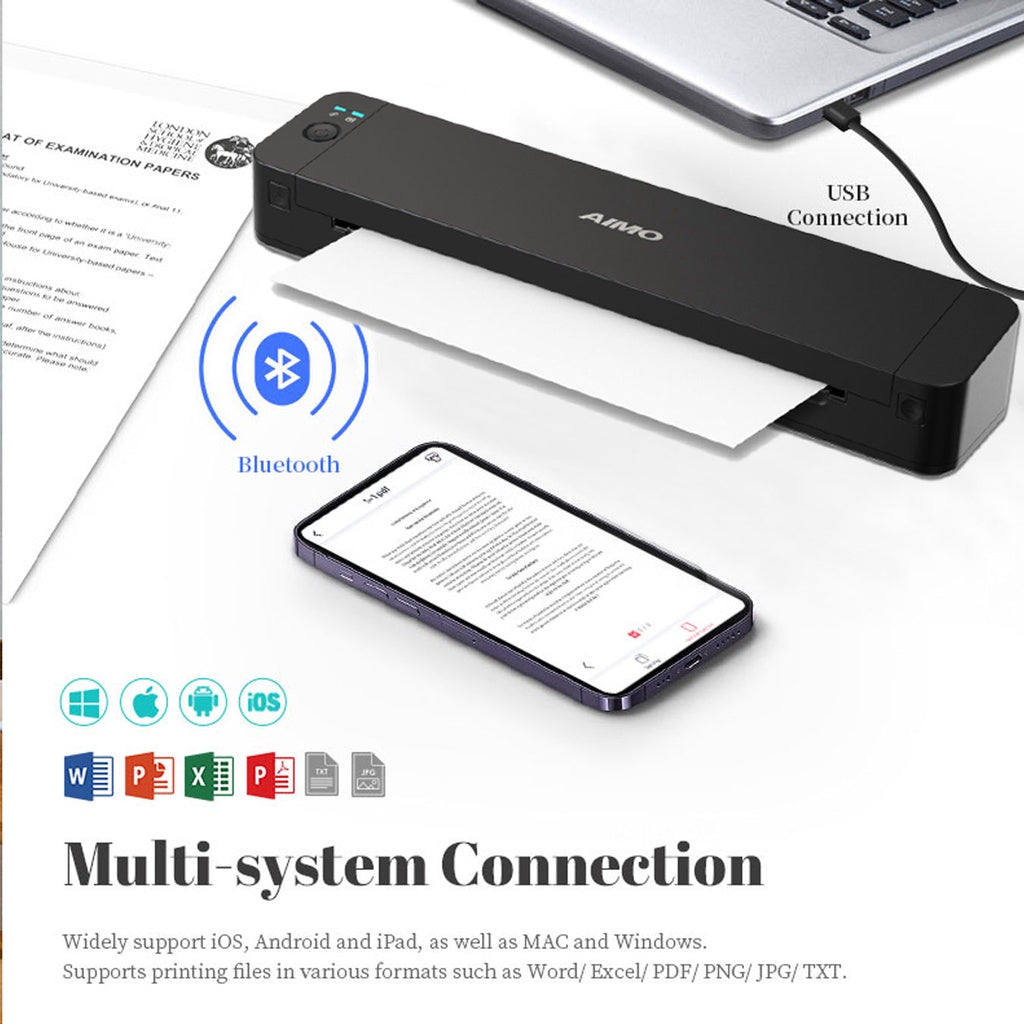 AIMO P832 Portable Thermal Printer A4/A5/B5/Letter HVS Compact Bisnis Printer Inkless Tanpa Tinta