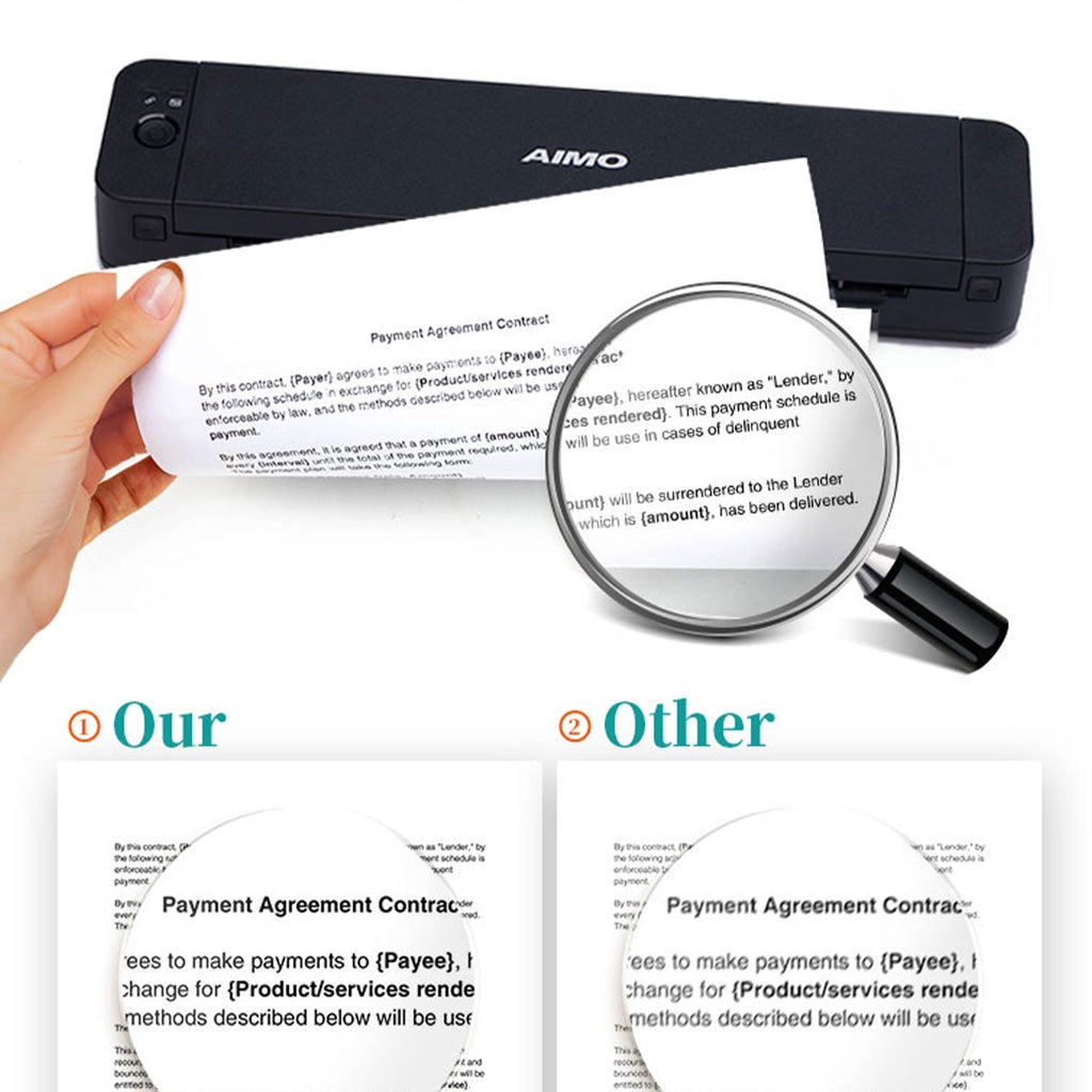 AIMO P832 Portable Thermal Printer A4/A5/B5/Letter HVS Compact Bisnis Printer Inkless Tanpa Tinta