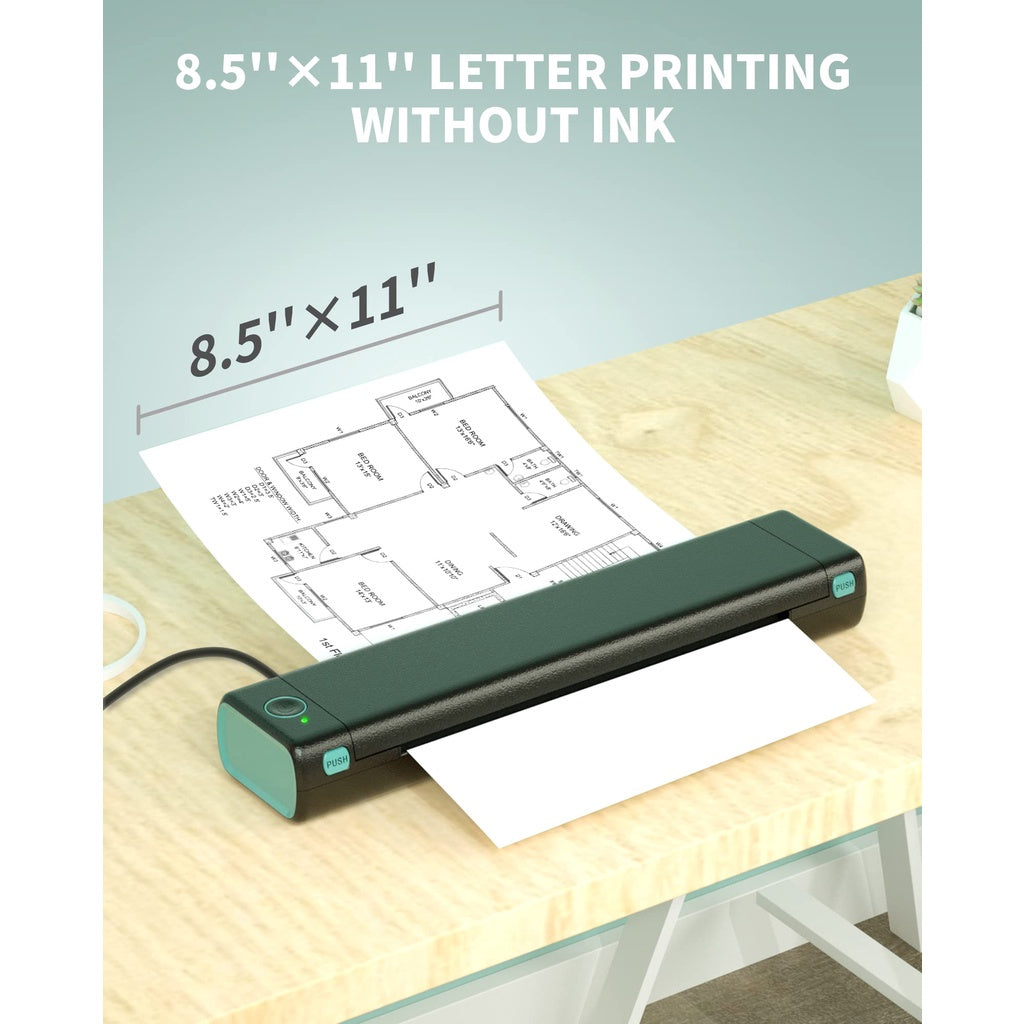 AIMO M08F Portable Thermal Printer A4 HVS Wireless Bluetooth Inkless Printer Tanpa Tinta